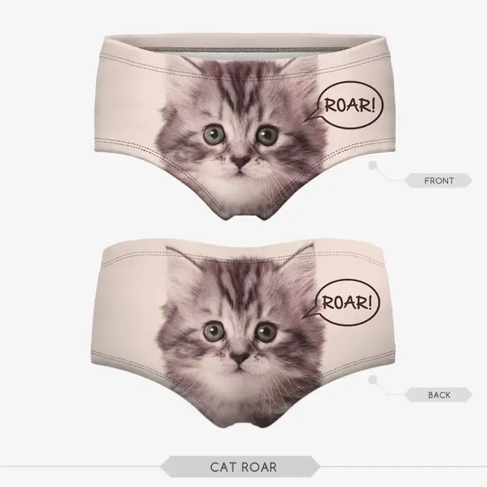 Sexy ružové 3D mačacie nohavičky pre ženy
