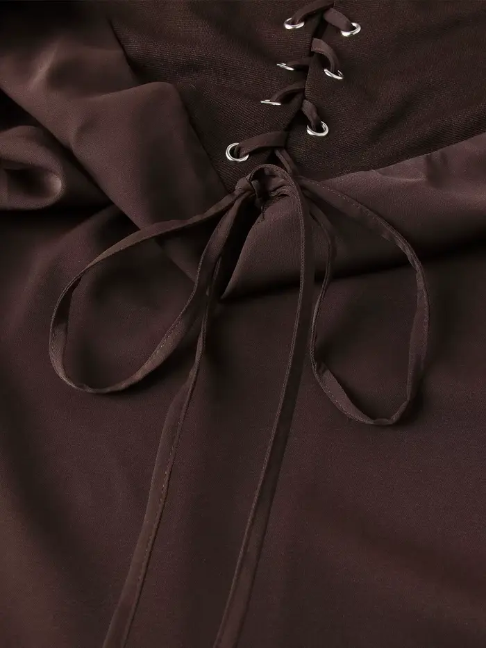 Suninheart Robe longue en satin sexy d'été, décolleté en cœur, robe de soirée ajustée plissée sans b