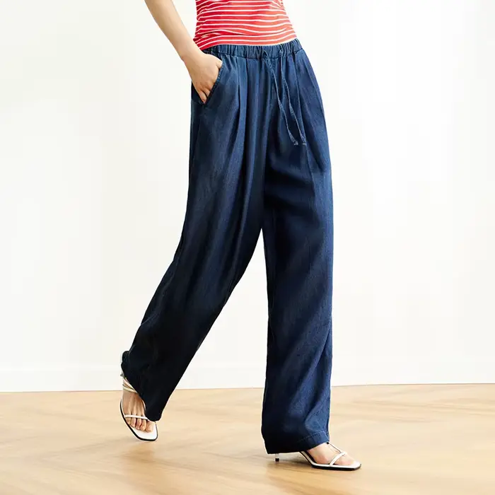 Semir taille élastique Denim pantalon femmes drapé ajustement 2025 été nouveau refroidissement jambe
