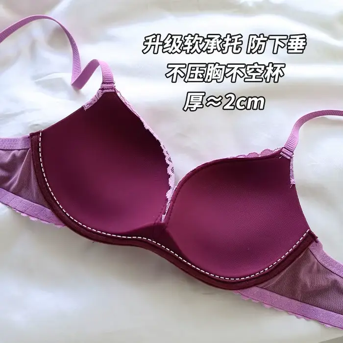 Dámske nastaviteľné bezdrôtové Push-Up podprsenka, fialová francúzsky Leopard tlače čipky, bezšvíkové Sexy spodná bielizeň