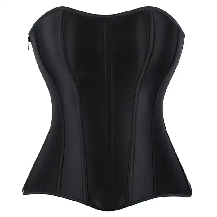 Dámske poprsie Top korzet čierna biela satén jednoduché elegantné gotické Bustier zips pasu Cincher Shapewear Sexy Korset