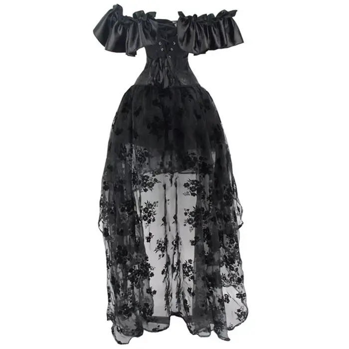 Corset victorien sexy en polyester et élasthanne pour femmes, avec volants, pour occasions spéciales et événements gothiques steampunk