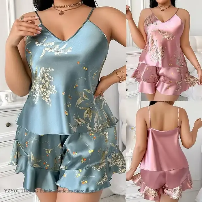 Ensemble Pyjama Grande Taille Pour Femme Imprimé Cerise Élégant À Offrir Occasions Spéciales