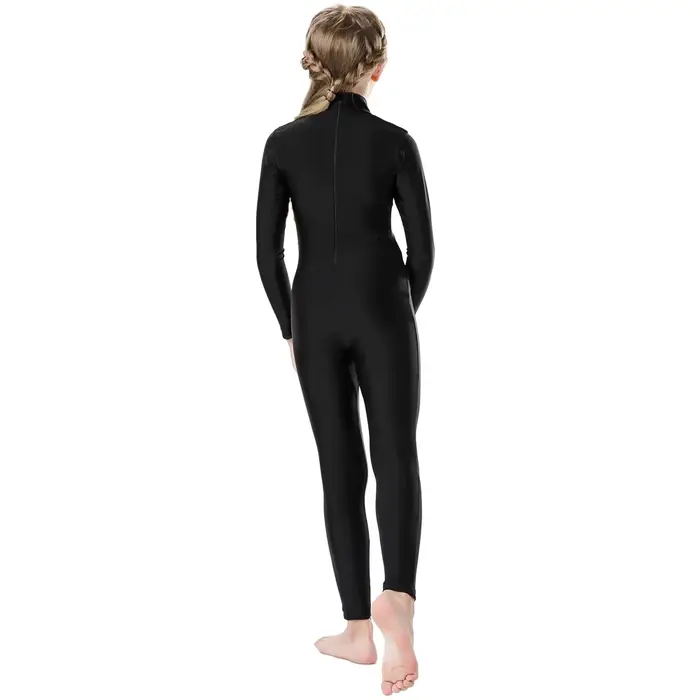 OVIGILY – čierny bodysuit s dlhým rukávom pre dievčatá, tanečný oblek s rolákom, baletný gymnastický trikot pre deti