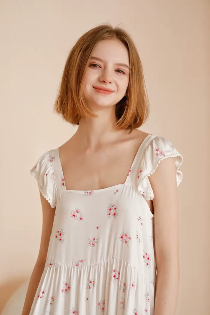 Ensemble pyjama à fleurs élégant de Style français pour femmes, vêtements de nuit en Viscose soyeuse