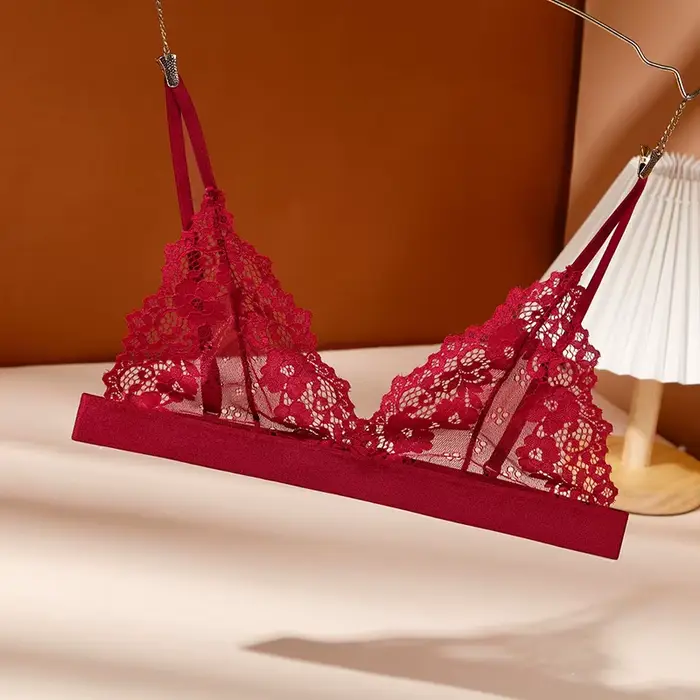Sexy čipková podprsenka francúzskeho štýlu pre ženy, trojuholníková čiapka, podprsenka 7.0, jemná spodná bielizeň, kvetinová sieťovina, aktívna spodná bielizeň, intímna pre ženy