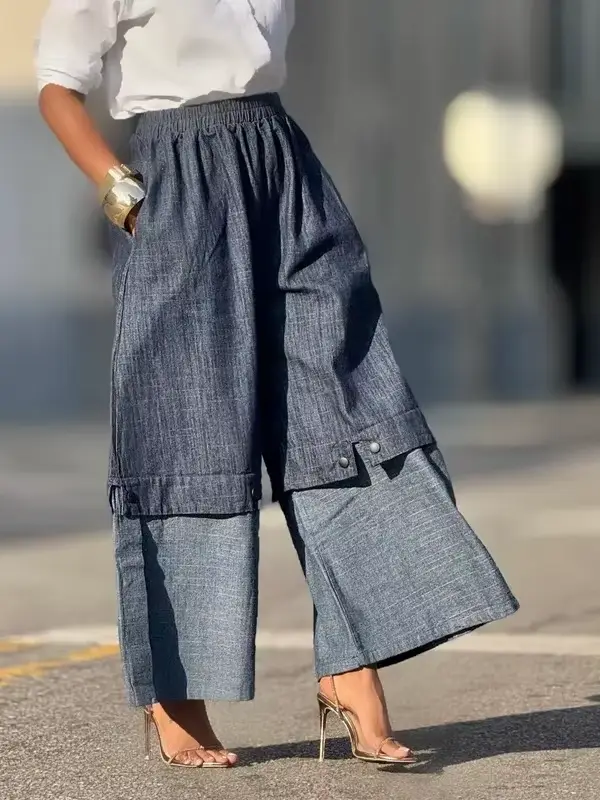Jeans baggy mixte coton polyester viscosé style high street plissé pour femmes ocassions décontractées printemps été