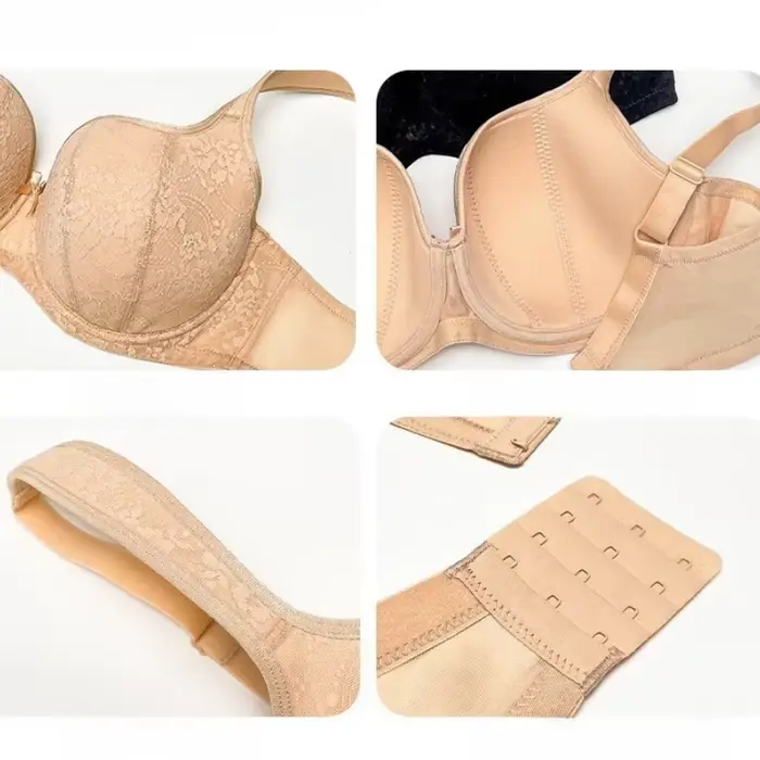 Pohodlné Plus veľkosť podprsenky pre ženy, plné čipky fazule s armatúrami, anti-ohýbanie, minimalizačný efekt, veľkosti 34/75-42/95, DEFGH fazule