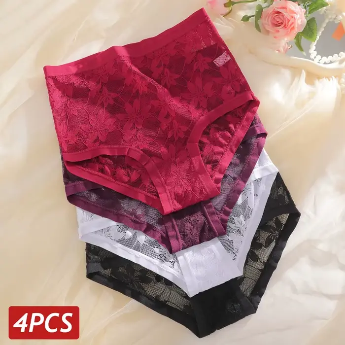 Culottes taille haute en dentelle florale pour femme lingerie transparente confortable élégante occassions spéciales