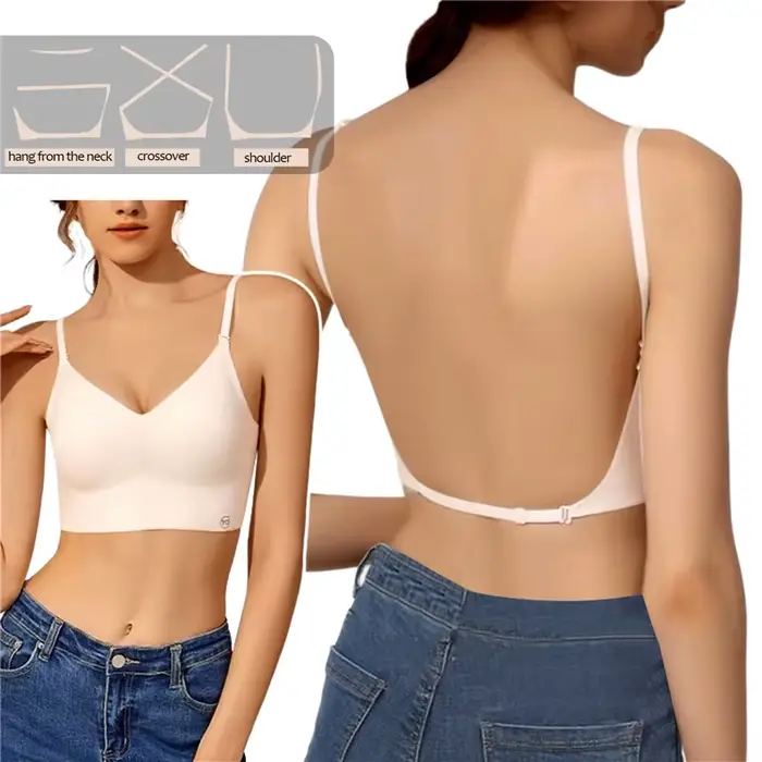 Soutien-gorge invisible pour femmes, soutien-gorge plongeant en U profond, haut sans dos pour robes,