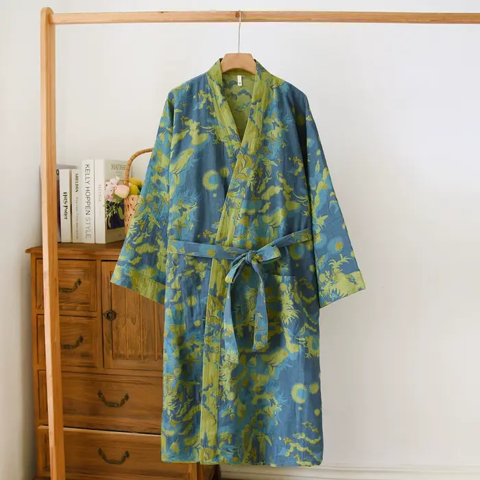 100% bavlnené kimono nočné šaty 3/4 rukávy jar jeseň župan pre ženy ležérne