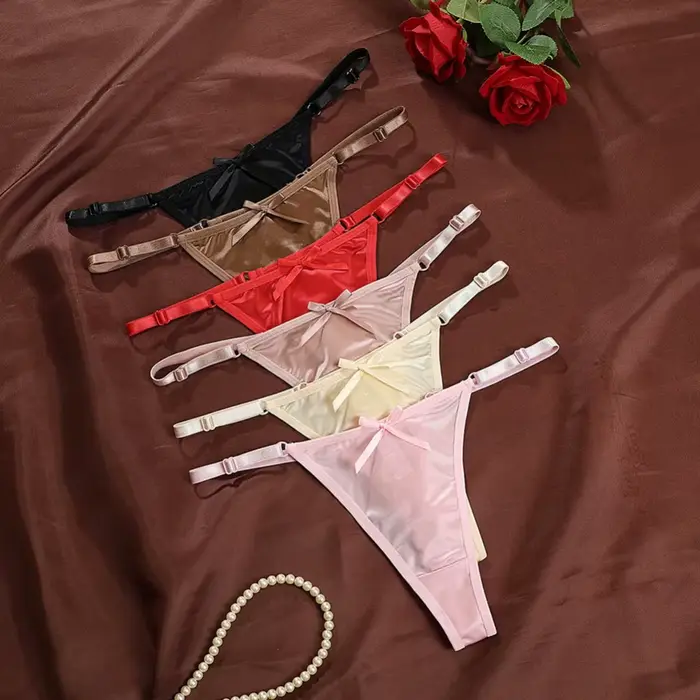 Culotte MoonBiffy en polyester taille basse avec arc délicat pour femmes, lingerie élégante et confortable pour toutes les occasions