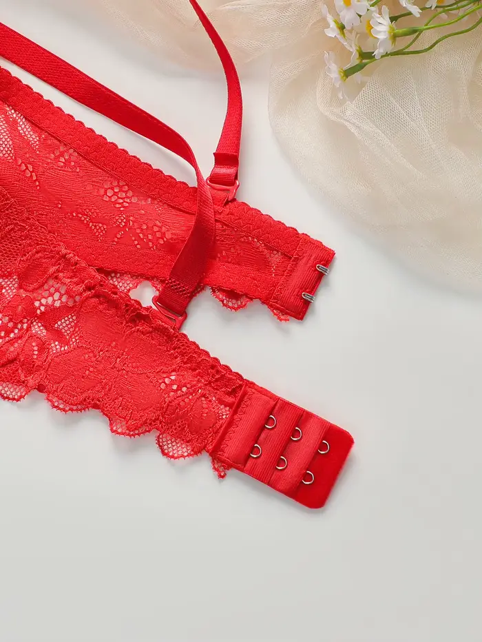 Sada 2 ks v čipke a červenej bavlne, sexy a biela bielizeň set, dámske spodné prádlo set, J3431