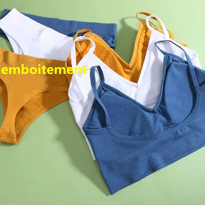 Dámske bezšvíkové športové podprsenky, sexy spodná bielizeň, športové podprsenky, nízky pás tanga, krátke súpravy, dvojdielne oblečenie