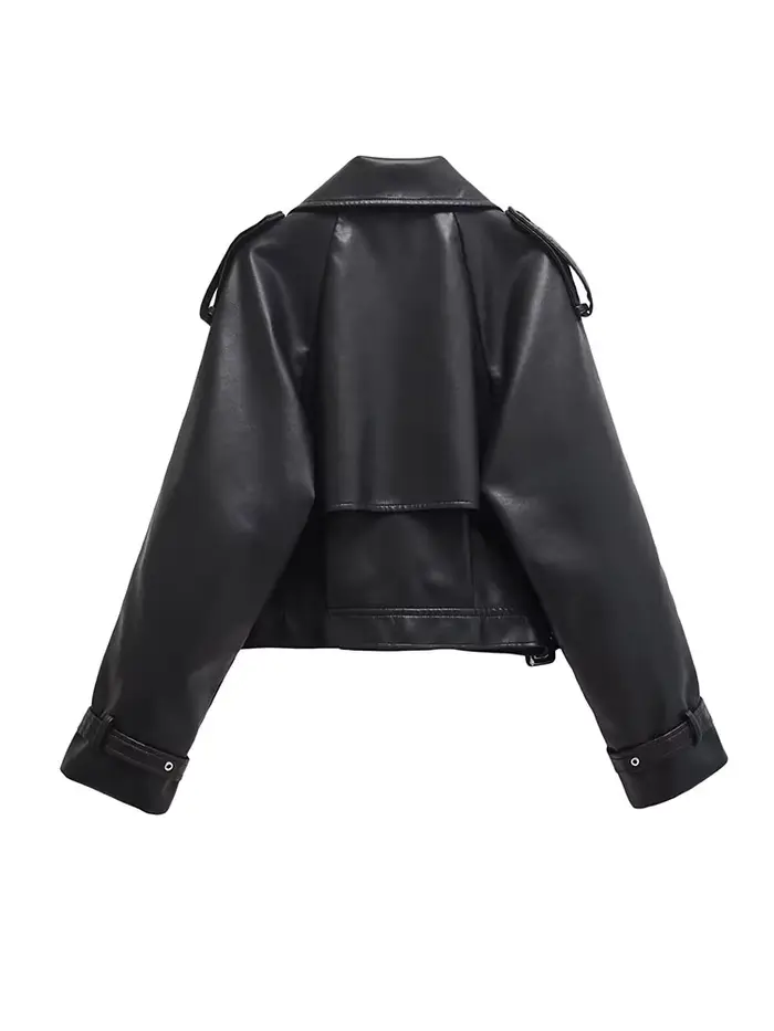 BBWM Umelá koža Bomber bunda pre ženy módna skrátená dámska streetwear vonkajšia