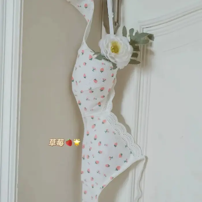Soutien-gorge coréen simple en dentelle, sans couture, mignon, froncé, fin, respirant, sans fil, éla