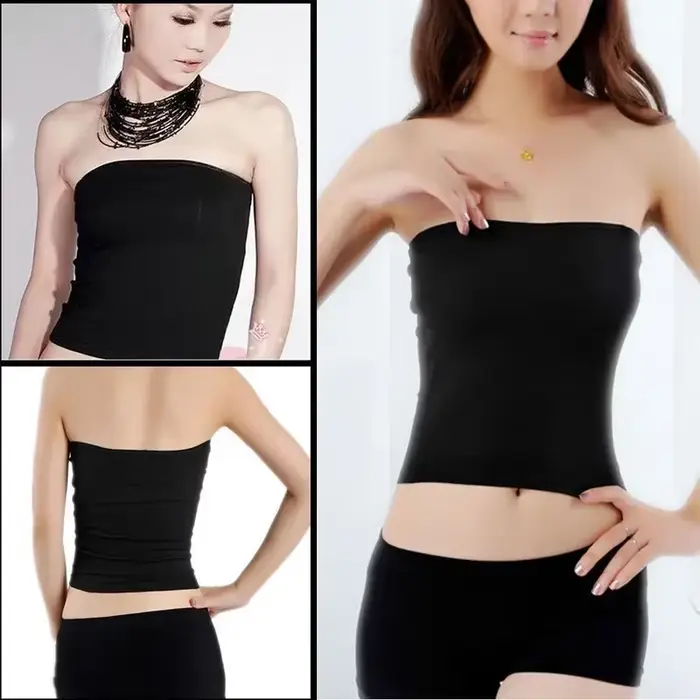 Dámske Tubular Top, módne korzet, základné prekrytie, pružný, obyčajný, bez ramienok, bezšvové, krátke tričko, body