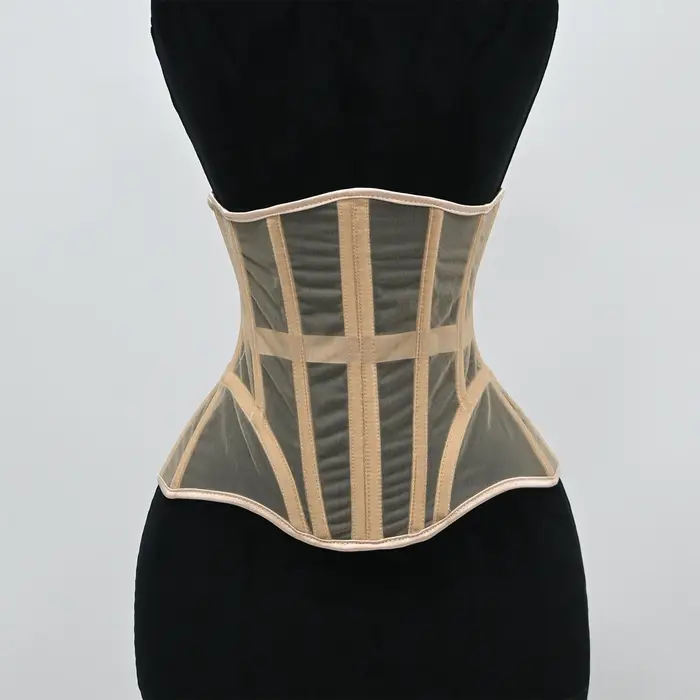Corset serré pour femmes, bustier sous le buste, ceinture de taille en maille respirante avec os, corsage amincissant à lacets