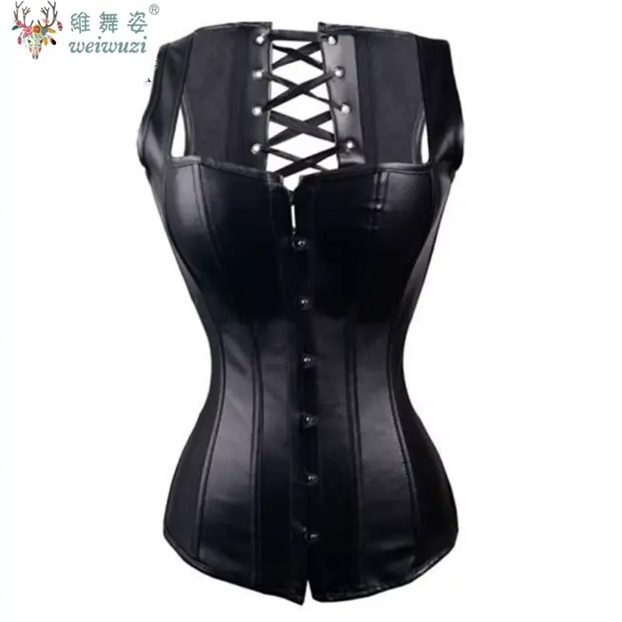 Corset sous-poitrine en cuir Steampunk pour femme, sexy, cincher de taille gothique à lacets, avec boucle en acier, lingerie sculptante amincissante