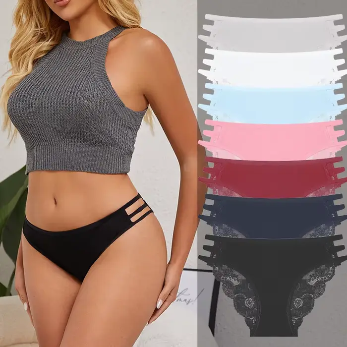 nohavičky v kvetinovom čipka pre ženy, 4 kusy v sade, priehľadné a sexy slipy v čipka, prelamované, nízky pás, dámske spodná bielizeň, priedušné spodná bielizeň, S-L