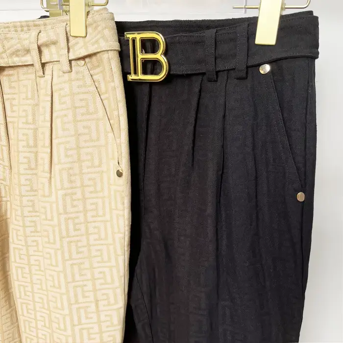 S-3XL printemps et automne nouveau tissu Jacquard de haute qualité avancé tout-assorti pantalon déco