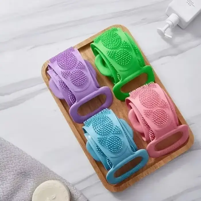Späť silikónové kúpeľové kefy, huba bielizeň, čistička, späť trenie, masáž, sprchovací opasok, čistiace kefy na kožu, dúha