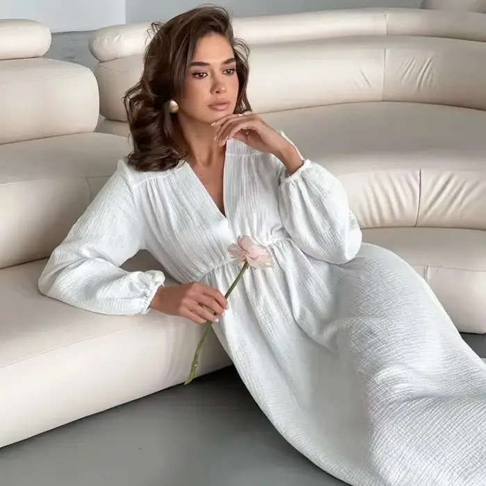 Elegantné bavlnené šifónové šaty pre ženy