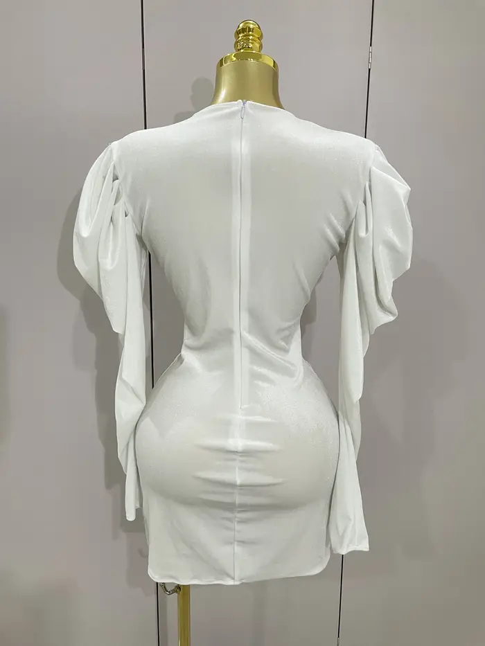 Robe courte de luxe en velours blanc pour femmes, cristaux scintillants, maille Sexy, élégante, robe