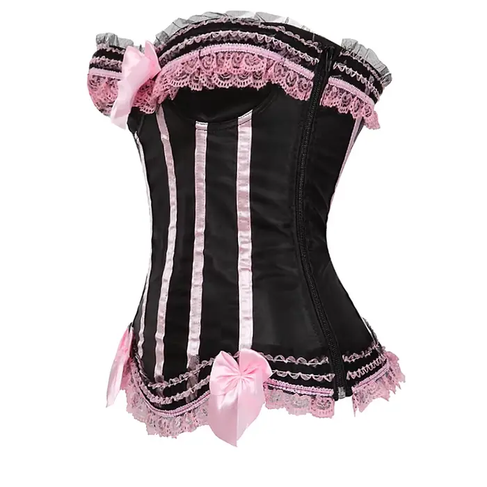 Ružový korzet pre ženy, viktoriánsky bustier, pruhovaný, sexy, superbust, pás, chudnutie, princezná, kostým Halloween