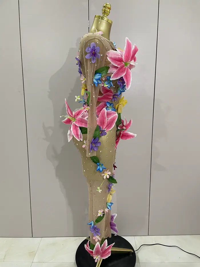 Kombinéza 3D kvetinová elegantná na narodeniny Diskotec Scéna Žena Špeciálne príležitosti