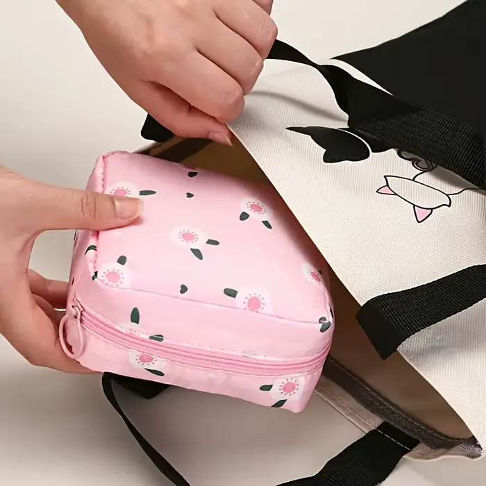 Sac de rangement pour serviettes hygiéniques et tampons femmes étanche portable dessins animés discret pour les voyages école travail et sport