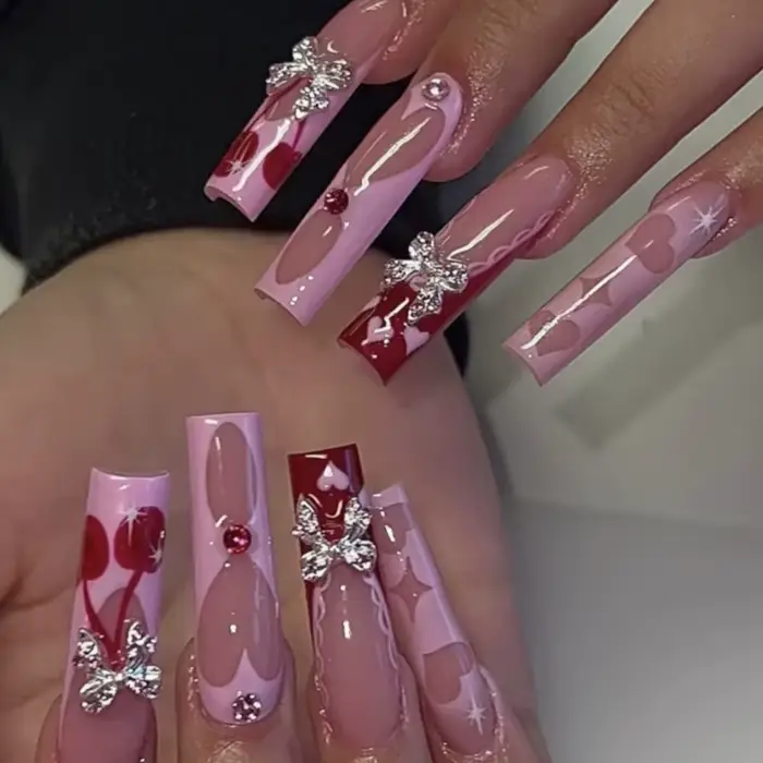 24 pièces longue tête carrée couverture complète ongles conseils blanc français faux ongles 3D ceris