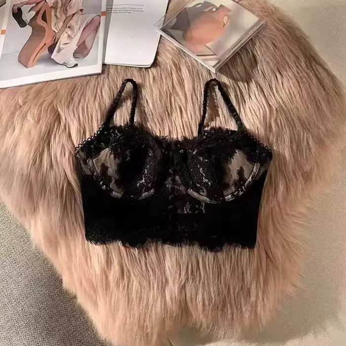 Minimalizácia podprsenky pre ženy so silným hrudníkom, zoštíhľujúci efekt, jemná čipka bralette s anti-zväčšenie bočné podporu, rozšírené sexy košieľka