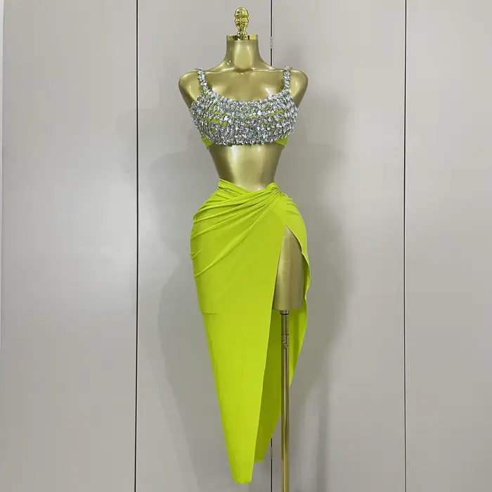 Dvojdielny sexy set s trblietavými kryštálovými diamantmi pre ženy