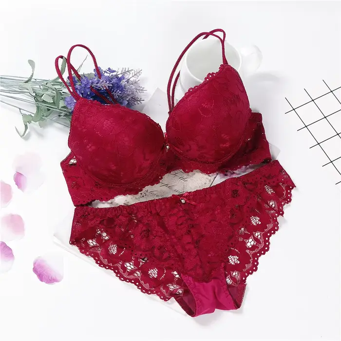 Sexy podprsenkový set pre ženy Push Up Lenceria Mujer s kosticami Langerie dievča Bralette podprsenka a nohavičky Feminina čipka Underwe
