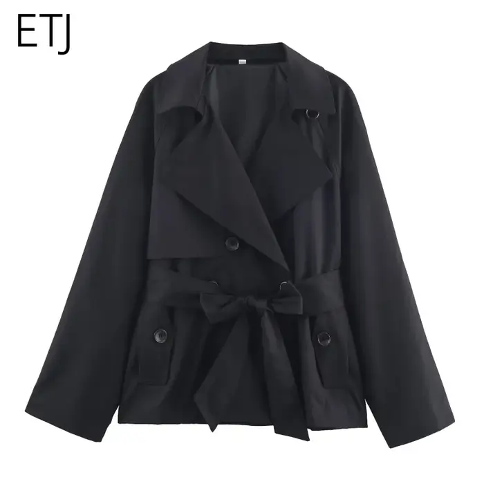ETJ automne 2025 nouvelle collection femmes style britannique revers double boutonnage maillard coul
