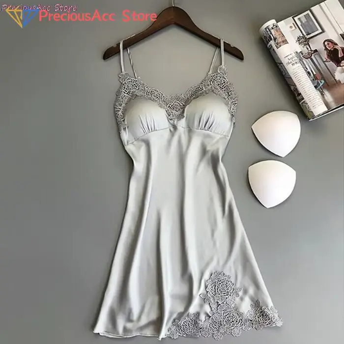 Pletená polyesterová nočná košeľa so sexy čipkou pre ženy, krátka a bez rukávov, ideálna pre teplé noci a špeciálne príležitosti