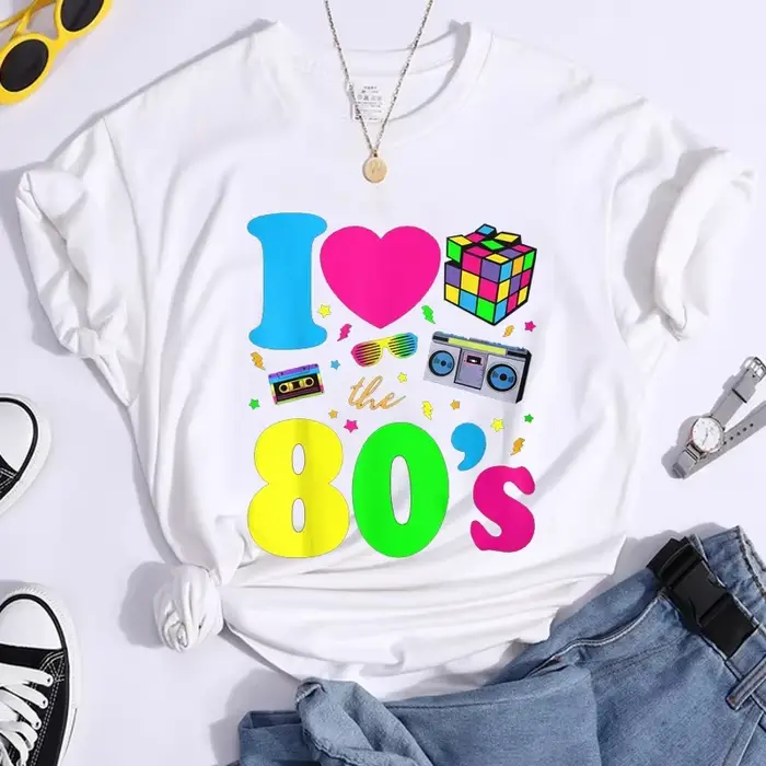 Nová móda Milujem 80. roky Tričko pre ženy Vintage 80.