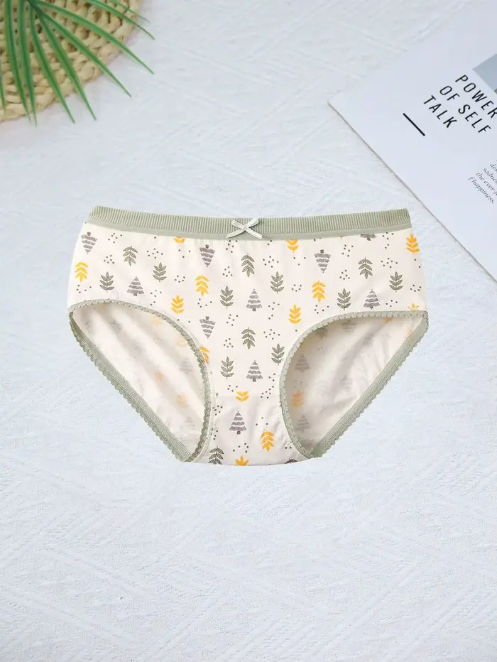 Lot de 6 culottes en coton imprimées mignonnes pour femmes, culottes confortables sans couture à taille mi-haute, décontractées et sportives