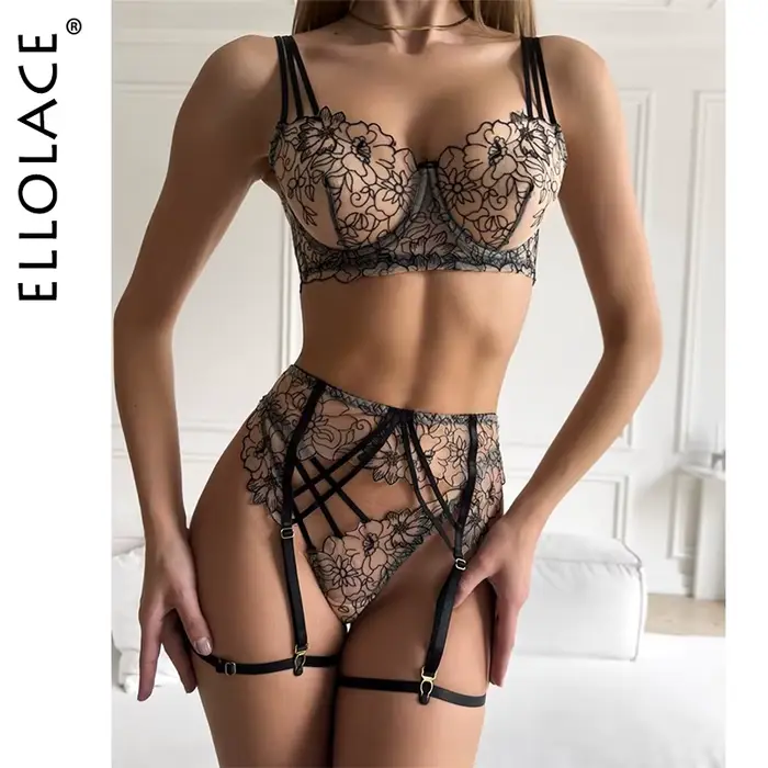 Ellolace Sexy Horúca Fantázia Výšivka Čipka Etická Spodná Bielizeň pre Ženy Odvážna Ultra