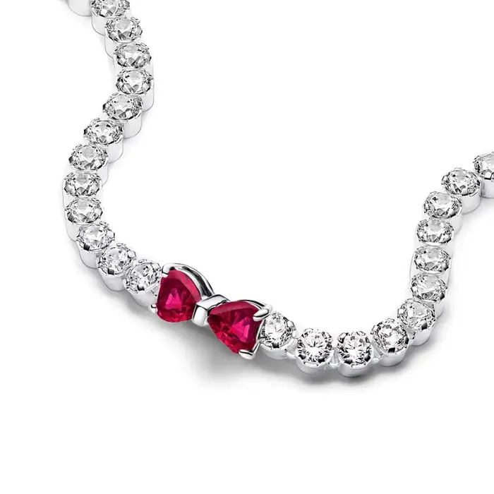 2025 Valentine nouveau 925 argent rose arc plein diamant Bracelet Original 17-20CM ajustement bricol