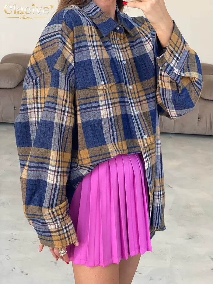 Blouse en coton polyester bleue vintage oversized pour femmes élégance confort et durabilité bureau et soirées spéciales