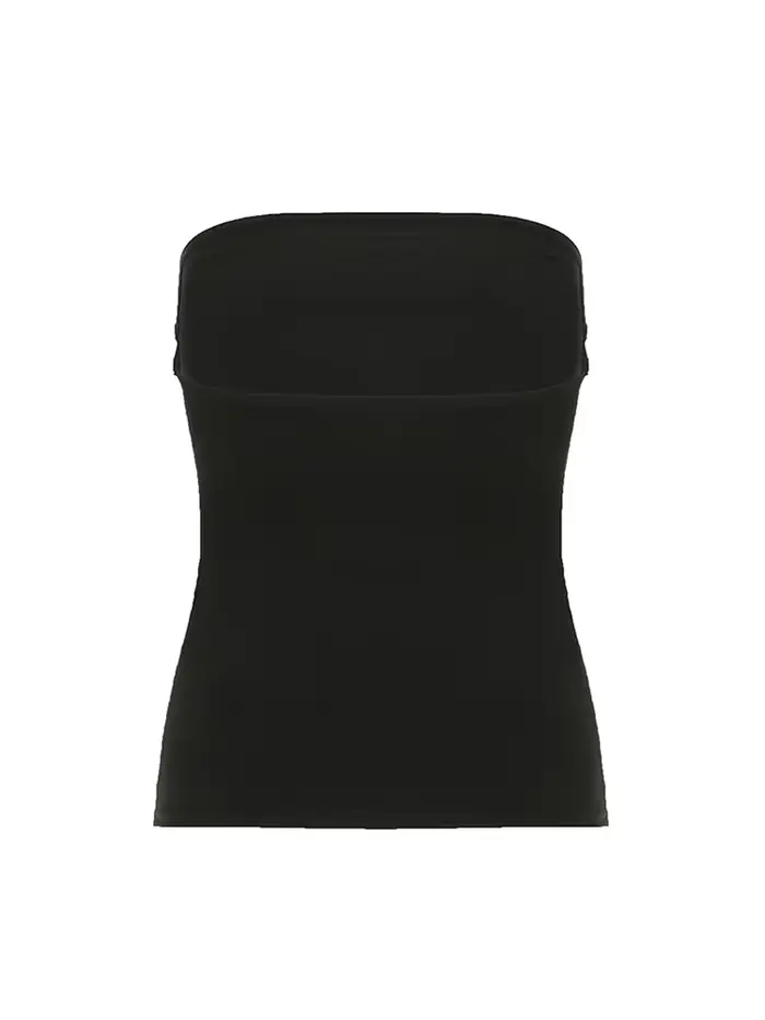 Haut tubulaire noir imprimé gothique pour femmes, sans bretelles, slim, court, décontracté, Chic, t-