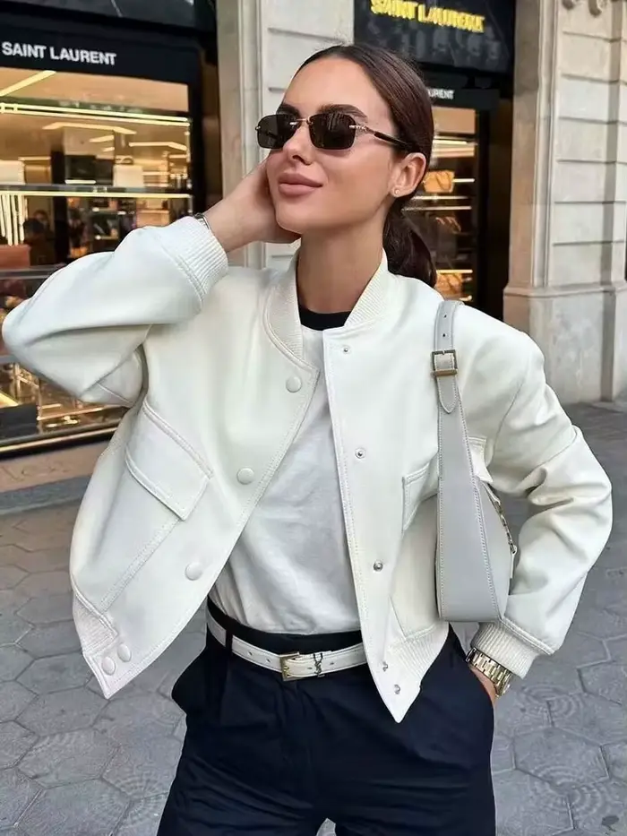 Veste bombers féminine vintage à boutons avec poches et manches longues pour femmes occasions spéciales
