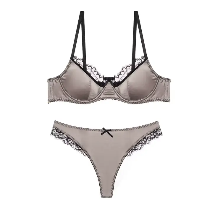 Sexy polyester moyisu spodná bielizeň set s mäkkým rámom pre ženy, push-up, kvetinové vzory, zadný uzáver, pevné popruhy, veľká veľkosť k dispozícii