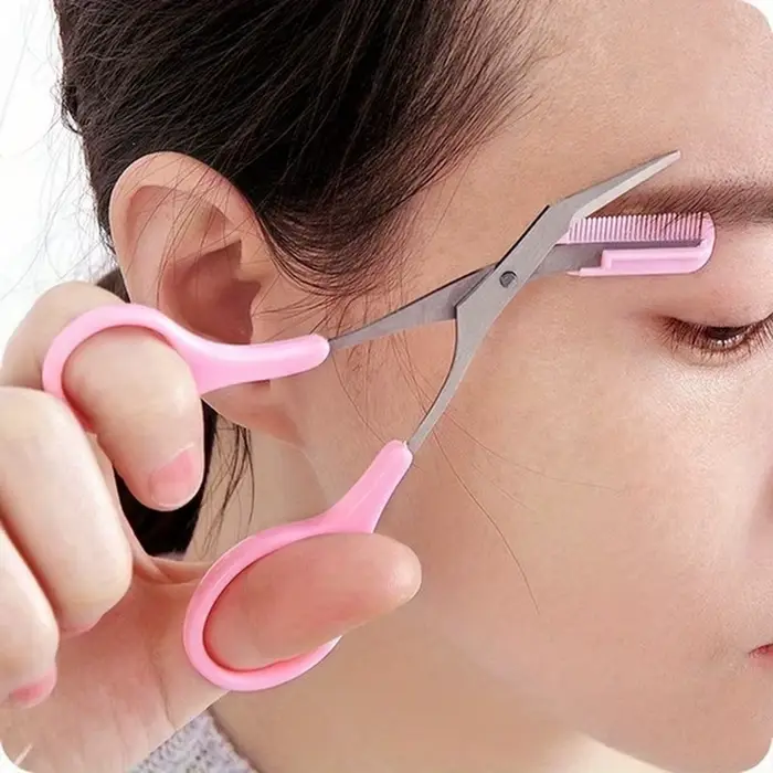 Ciseaux de coupe de sourcils en acier inoxydable avec peigne, outil de maquillage sûr pour couper le