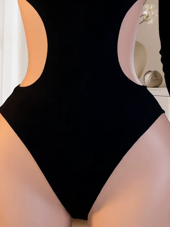 Dámske asymetrické body s dlhými rukávmi, bez chrbta, dvojité veľkosti, výrez, tesný, sexy, spodná bielizeň noc pre dátum, vhodné veľkosti od 40 do 60 kg