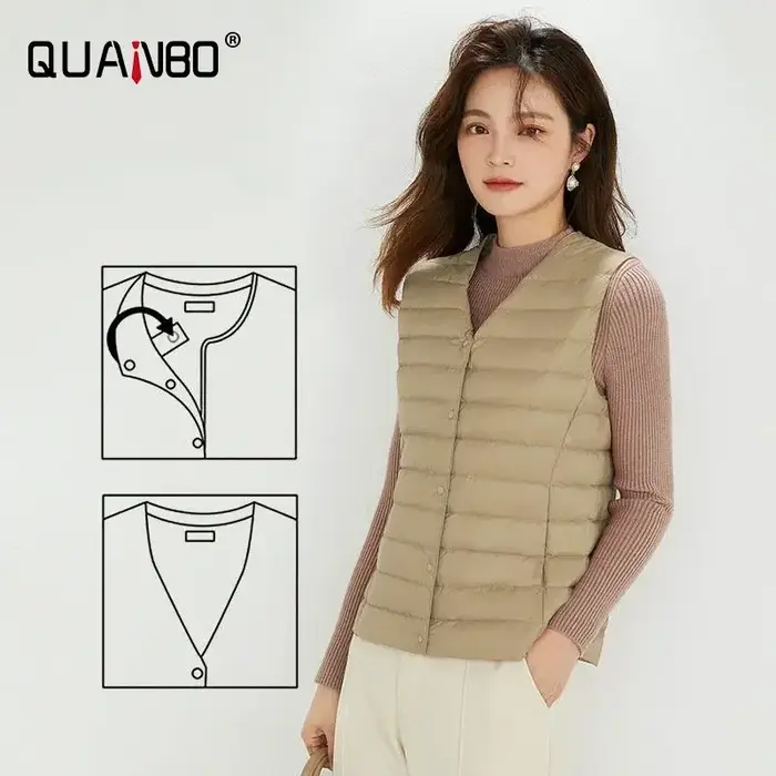 Gilet bouffant sans manches pour femmes, Ultra léger, deux voies, Portable, chaud, sans manches, dou