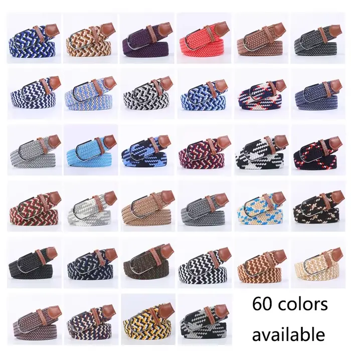 107/120/130 cm unisex ležérny pletený prackový opasok pre ženy tkaný plátno elastický rozťažný
