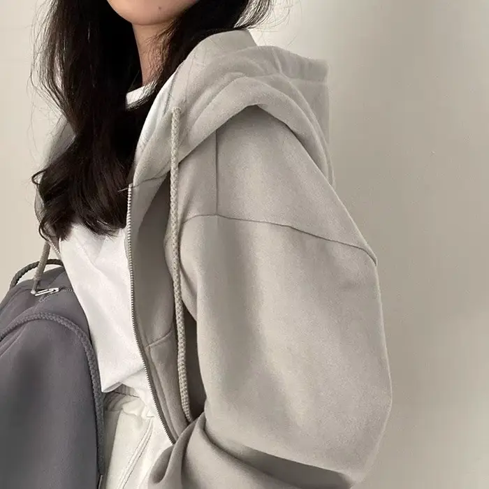 Chemise à capuche coréenne pour femmes, mode doublure polaire, sweat à capuche ample, fermeture écla